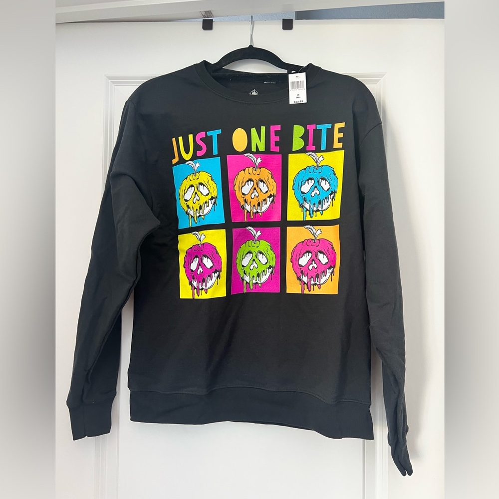 NWT Disney Parks Just One Bite Snow White Gray Sweatshirt, Small